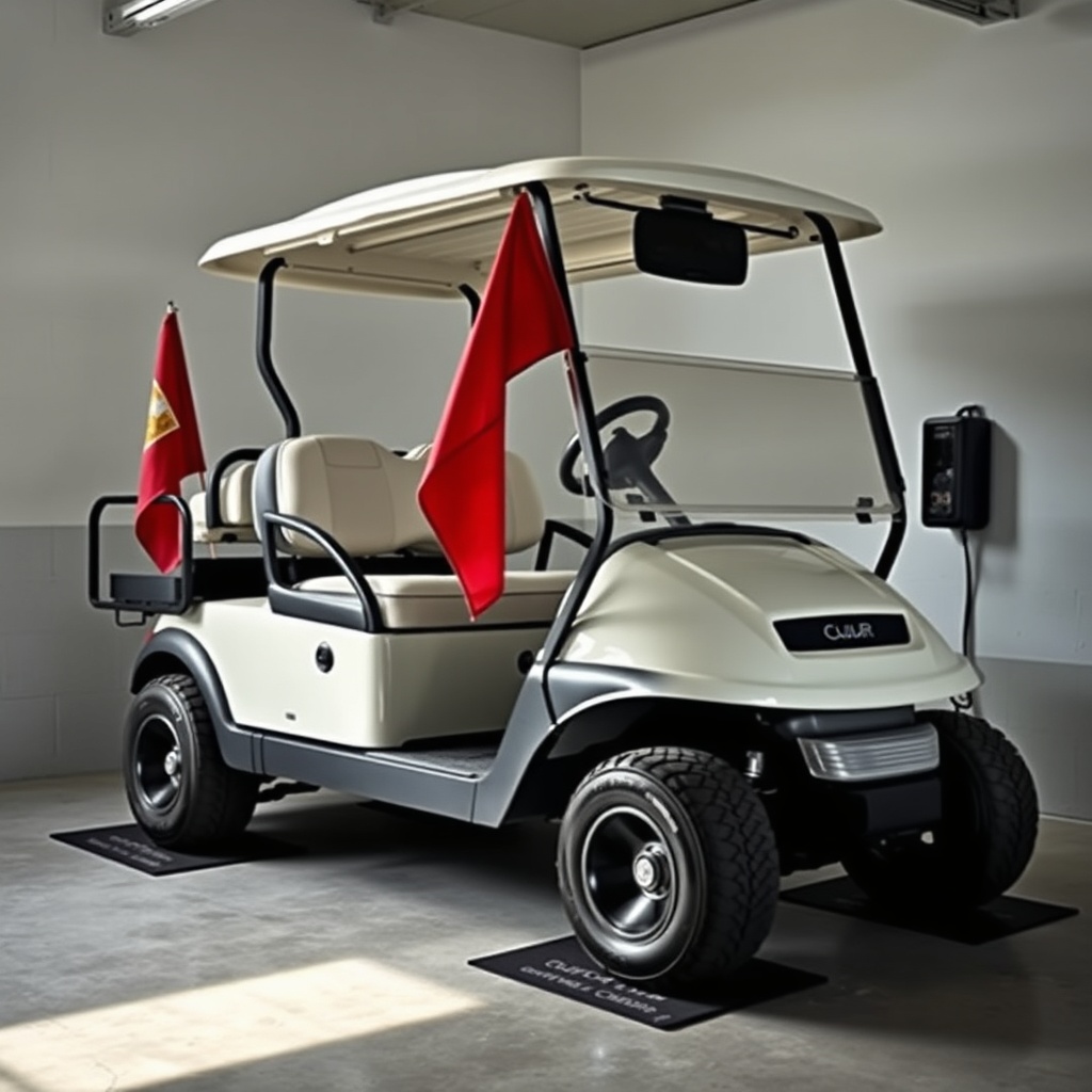 A Club Car Onward HP parked diagonally in a shaded