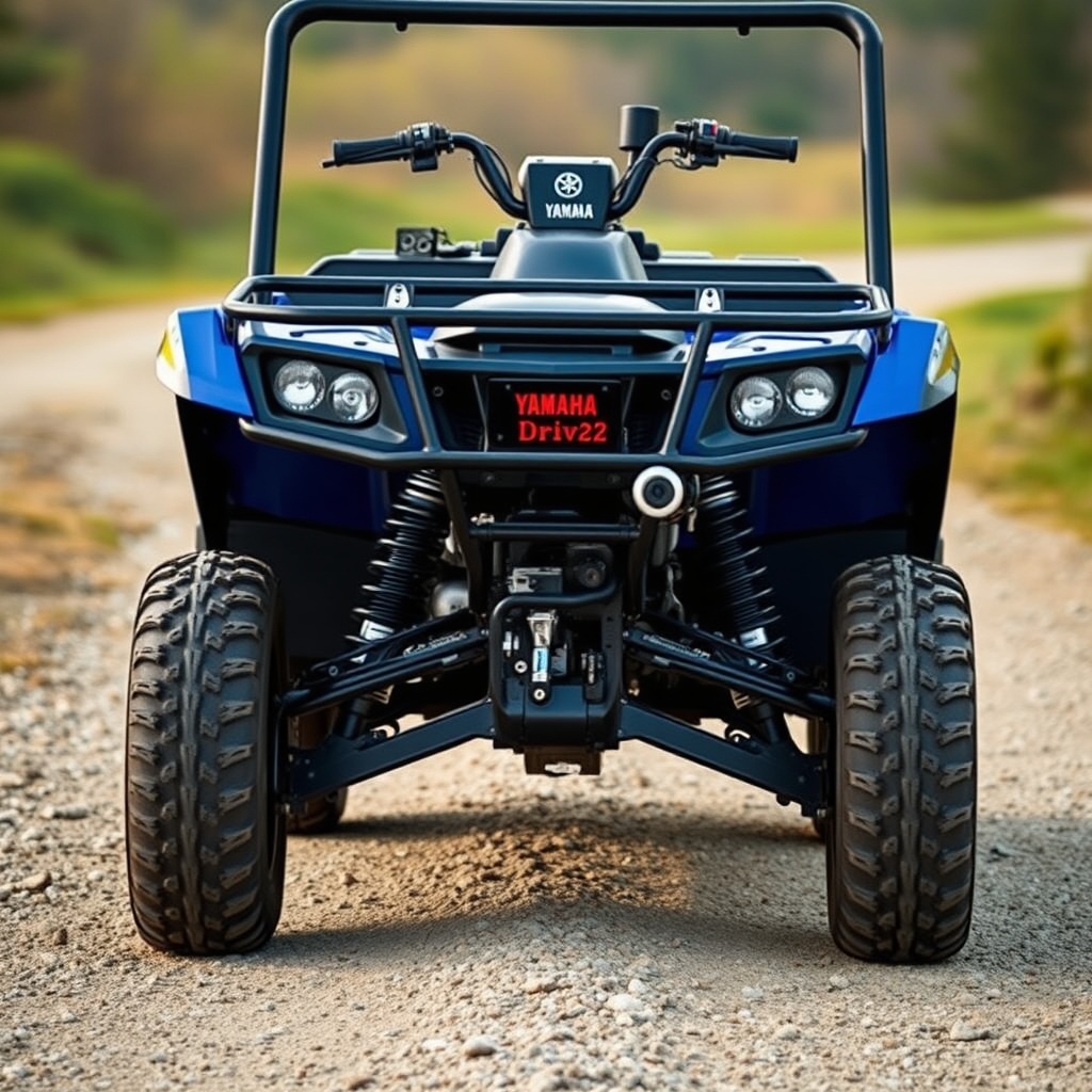<clean photorealistic photo/illustration of a Yamaha Drive2 PTV with upgraded suspension
