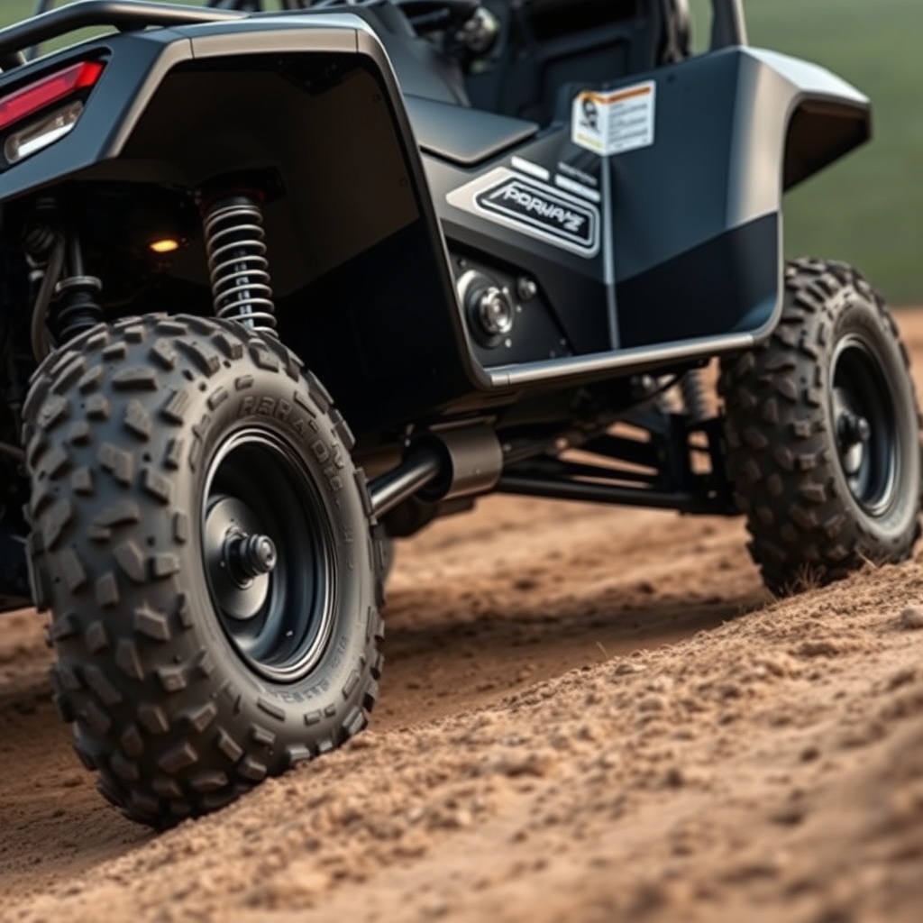 <clean photorealistic photo/illustration of a Yamaha Drive2 PTV with a 4-inch lift kit and