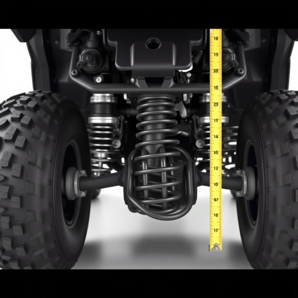 A clean photorealistic photo showing the rear suspension of a Yamaha Drive2 PTV with saggi